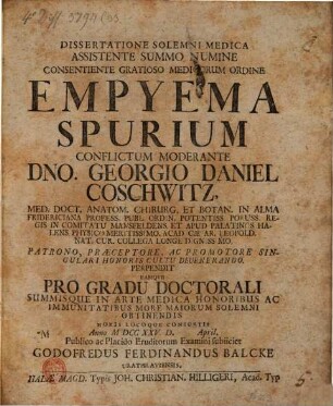 Dissertatione solemni med. ... empyema spurium