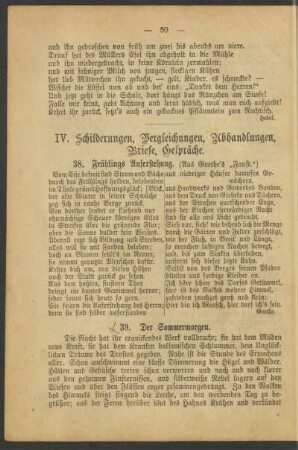 IV. Schilderungen, Vergleichungen, Abhandlungen, Briefe, Gespräche