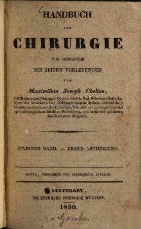 Handbuch der Chirurgie : zum Gebrauche bei seinen Vorlesungen. 2,1