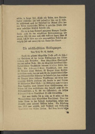 Die wirtschaftlichen Bedingungen