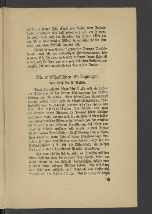 Die wirtschaftlichen Bedingungen