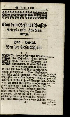 Das I. Capitel. Von der Gesandtschafft.