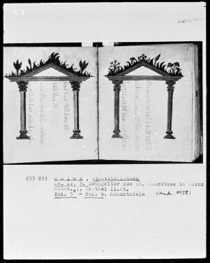 Evangeliar aus Sankt Mauritius in Mainz — ---, Folio 6rectoKanontafel