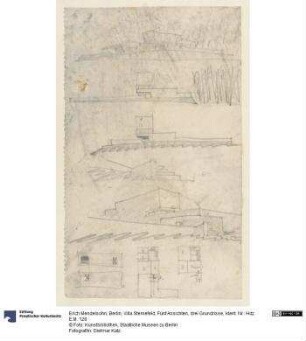 Berlin, Villa Sternefeld, Fünf Ansichten, drei Grundrisse