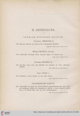 II. Abtheilung: Gemälde moderner Meister (Nr. 223-239)