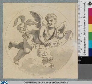 Putto mit Spruchband "Inter mulieres"