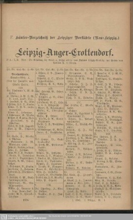 F. Häuser-Verzeichnis der Leipziger Vorstädte (Neu-Leipzig)