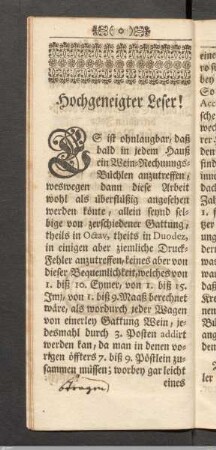 Hochgeneigter Leser!