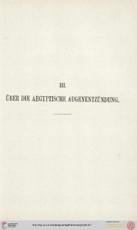 III. Über die aegyptische Augenentzündung