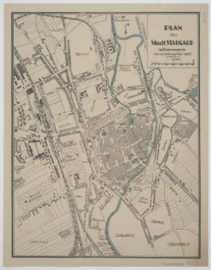 Plan von Stargard in Pommern, 1:10 000, Zweifarbendruck, 1921 : Plan der Stadt Stargard in Pommern. - 1:10 000. - [S.l.] , [um 1921]. - 1 Plan : Zweifarbendr. ; 26 x 34 cm