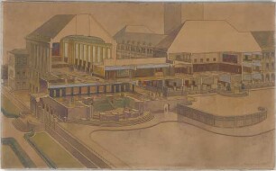 Billing, Hermann; Monumentalgebäude - Perspektivischer Schnitt