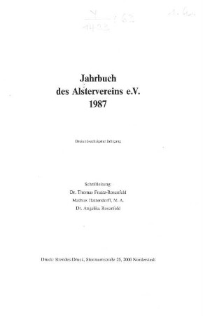 63.1987: Jahrbuch des Alstervereins e. V