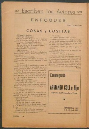 Escriben los Actores : Enfoques por Telefoto - Cosas y Cositas