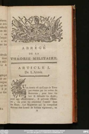 Article I. De L'Armée.