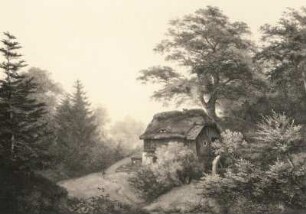 Die Wassermühle : Die Wassermühle (Landschaft mit Mühle, Die Krähenhütte) (1844, E. F. Oehme; Öl/Leinwand; 77,5 x 108,5 cm; Staatliche Kunstsammlungen Dresden (SKD))