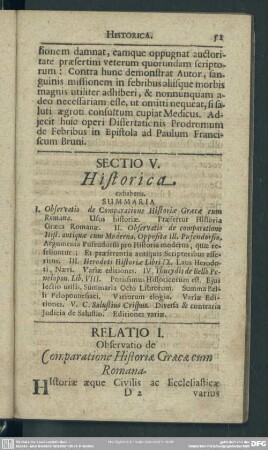 Sectio V. Historica