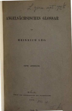 Angelsächsisches Glossar