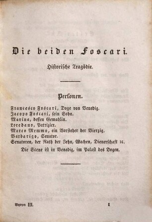 Lord Byron's sämmtliche Werke, 3. Die beiden Foscari. Der Corsar. Lara. Tasso's Klage