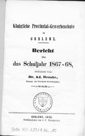 Bericht : über das Schuljahr ...