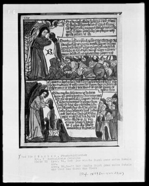 Apokalypse des Johannes — Bildseite mit zwei Szenen aus der Apokalypse, Folio 33 verso