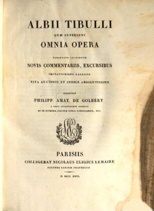 Albii Tibulli Quae supersunt omnia opera