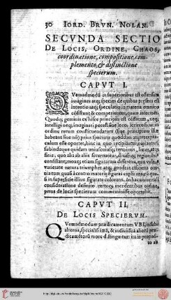 Secunda Sectio de Locis, Ordine, Chaos