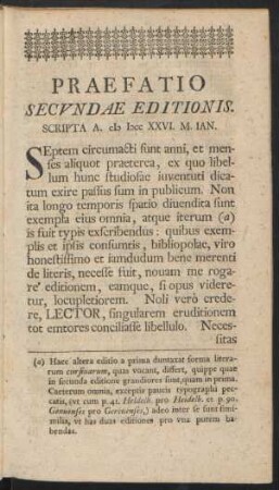 Praefatio Secundae Editionis