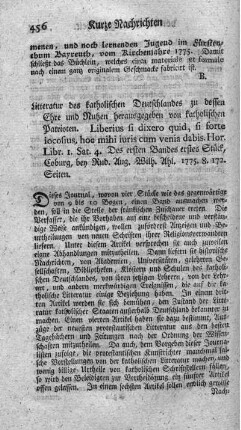 Litteratur des katholischen Deutschlands. Bd.1.,St.1.