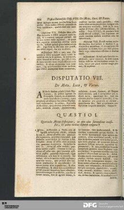 Disputatio VIII. De Motu, Loco, & Vacuo.
