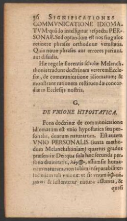 G. De Unione Hypostatica.
