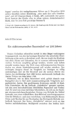 Ein südstormarnsches Bauerndorf vor 250 Jahren