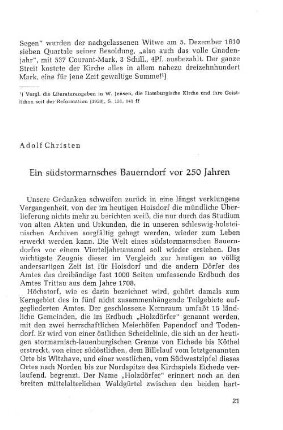Ein südstormarnsches Bauerndorf vor 250 Jahren