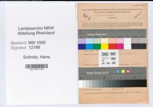 Entnazifizierung Hans Schmitz, geb. 05.01.1915 (Verw.-Angest.)