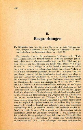 488-489 [Rezension] Meinertz, Max, Die Gleichnisse Jesu