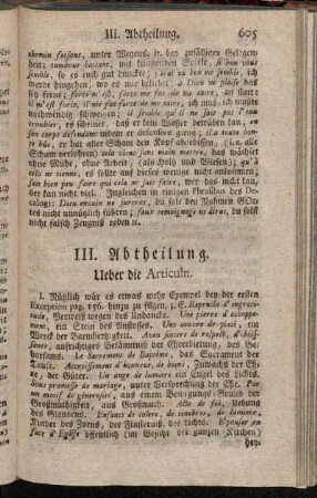 III. Abtheilung. Ueber die Articuln.