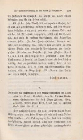 159-164 [Rezension] Wiedemann, Theodor, Geschichte der Reformation und Gegenreformation im Lande unter der Enns