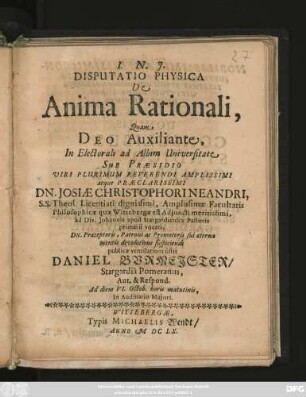 Disputatio Physica De Anima Rationali