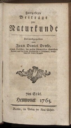 7: Fortgesetzte Beiträge zur Naturkunde