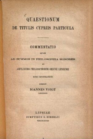 Quaestionum de titulis Cypriis particula