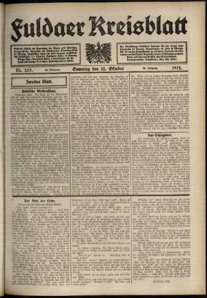 Zweite Ausgabe vom Samstag, den 12. Oktober 1912.