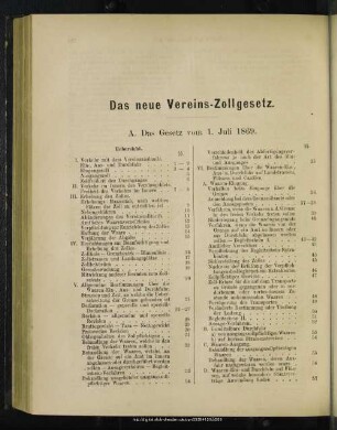 Das neue Vereins-Zollgesetz