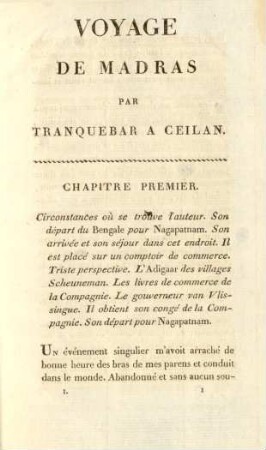 Chapitre premier. Circonstances où se tropuve l'auteur ...