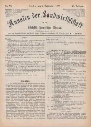 No. 71. Berlin, den 4. September 1872. XII. Jahrgang.