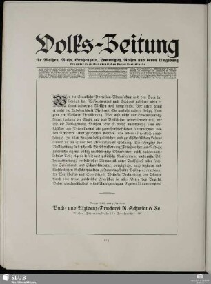 Volks-Zeitung für Meißen, Riesa, Großenhain, Lommatzsch, Nossen und deren Umgebung