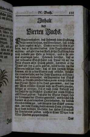 Inhalt des Vierten Buchs.