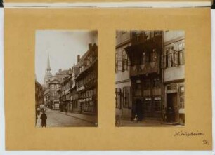 Straßenansicht mit Michaeliskirche, Hildesheim. Wohnhaus, Hildesheim: Ansichten (aus: Skizzen- und Fotoalbum 22)