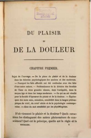 Du plaisir et de la douleur