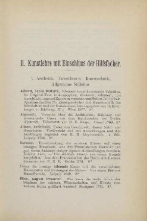 II. Kunstlehre mit Einschluss der Hilfsfächer