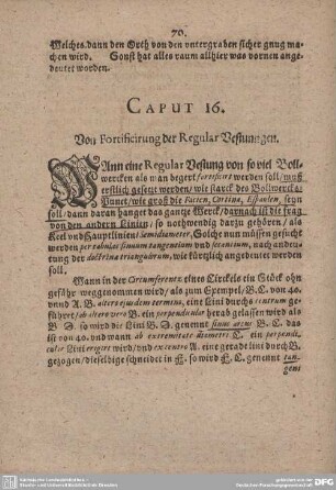 CAPUT 16. Von Fortificirung der Regular Vestungen.