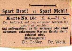 Block mit Brot- und Mehlmarken